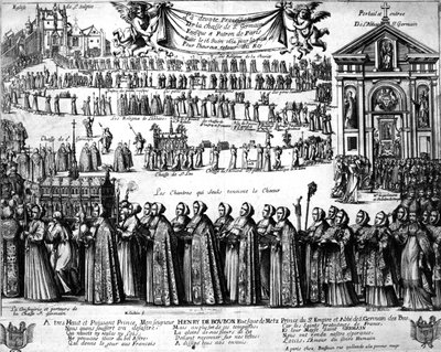 Procession of the Shrine of St. Germain and others from the Abbey of Saint-Germain-des-Prés to the Church of Saint-Sulpice, Paris, c.1652 by Nicolas Cochin